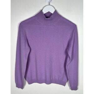 TALBOTS Pure Cashmere Size Small Purple Mock Neck Knit Sweater Casual Eveyrday
